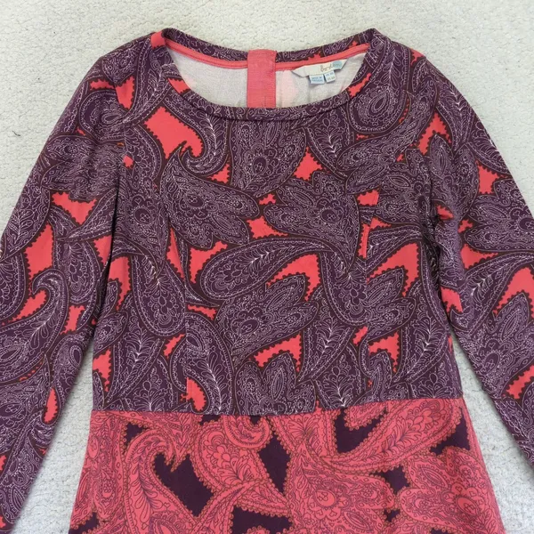 Boden Paisley Print Long Sleeve‎ Cotton Dress Womens 4 Casual - Image 3