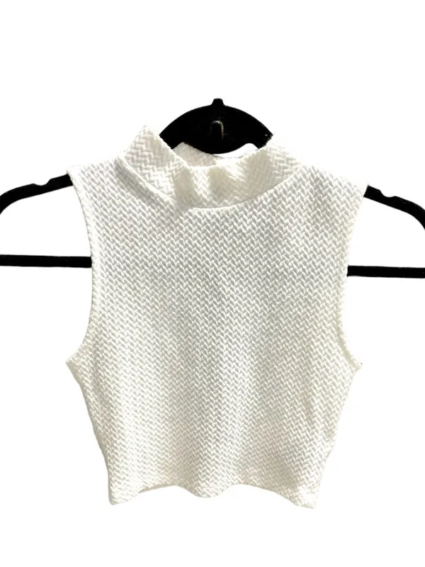 H&M White Textured Sleeveless Crop Top Sz XS NWOT - Image 4