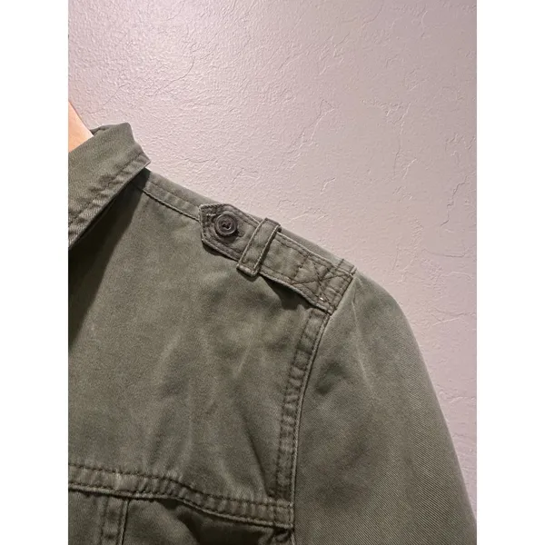 Vintage Abercrombie & Fitch Army Green Button Up Collared Shirt Medium‎ Cotton - Image 7