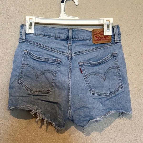 Levi's Light Blue Distressed Jean Shorts - Image 4