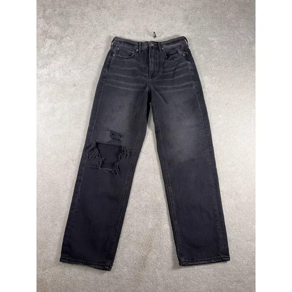 American Eagle Highest Rise 90's Boyfriend Jeans Women's‎ 6 Reg Black Distressed - Image 2