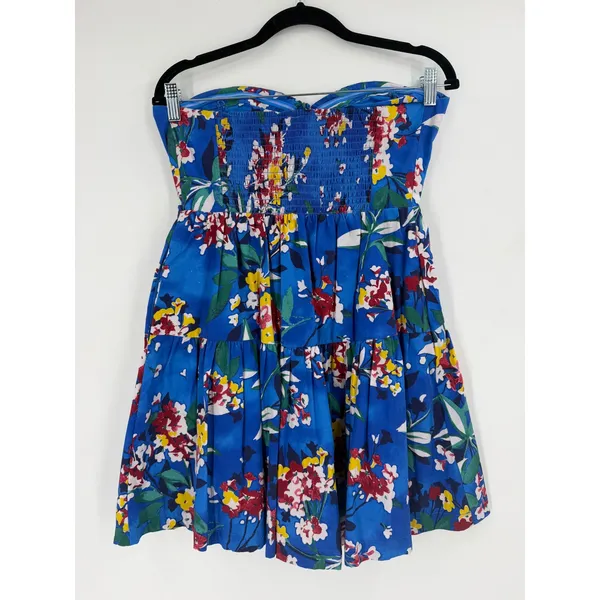 Anthropologie Emily Halter Mini Dress Womens S Blue Floral Tiered Romantic - Image 5