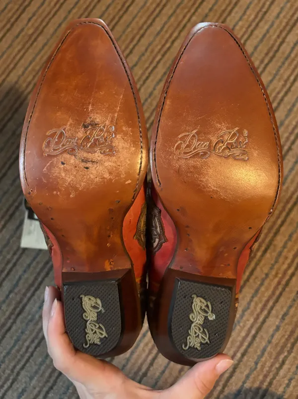Dan Post - Women's Red Leather Western Boots with Embroidered Medallions - Image 5