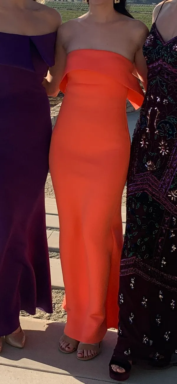 ASOS Orange Strapless Maxi Dress - Image 4