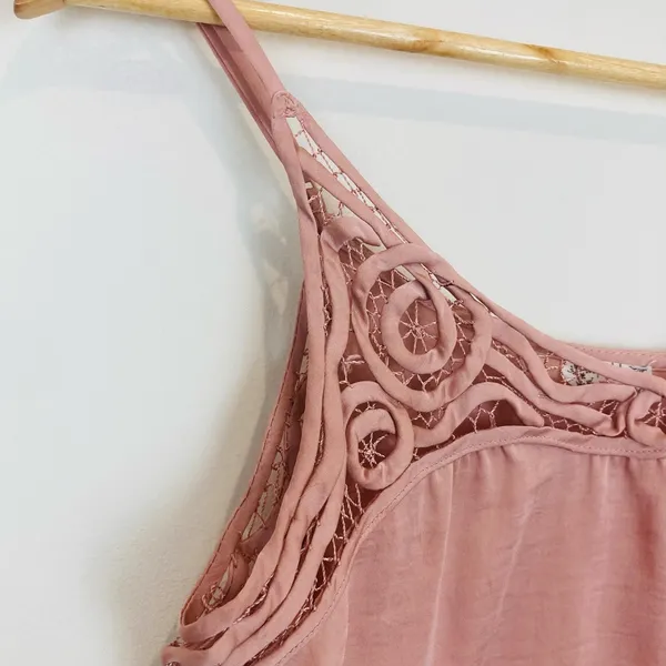 Intimately Free People pale pink satin lace trim side tie cropped camisole. XS - Image 3