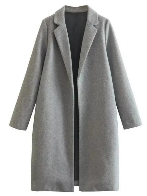 Zara Classic Grey Long Coat for Women Size L - Image 3