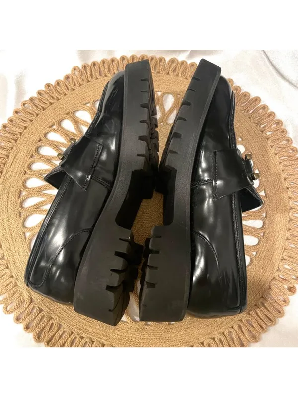 Steve Madden Lyanna Loafer Black Faux Leather Size 9 Dark Academia - Image 7