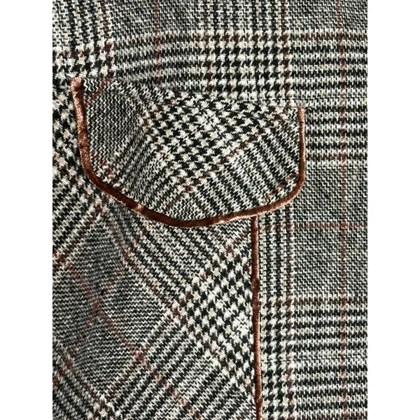 Bagatelle Plaid Mini Skirt Large Velvet Trim Button Front Heritage Preppy - Image 3