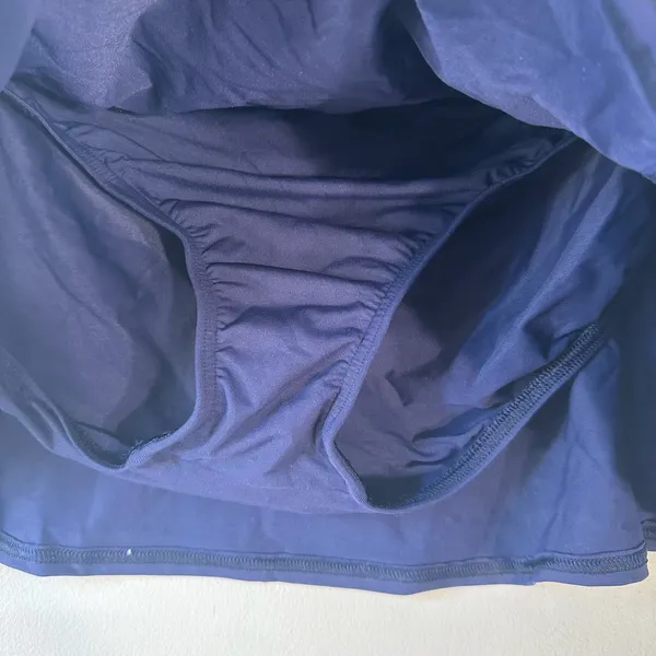 Lands End Navy Blue Swim Skirt‎ Size 16 Built-in Brief Side Slit Skort Swimsuit - Image 4