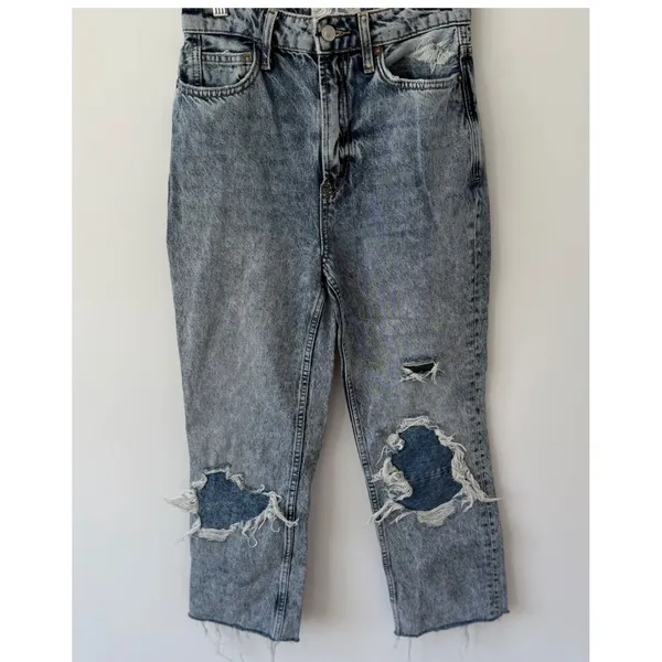 Free People We The Free My Own Lane Straight‎ Jeans Acid Wash Distressed Size 25 - Image 2