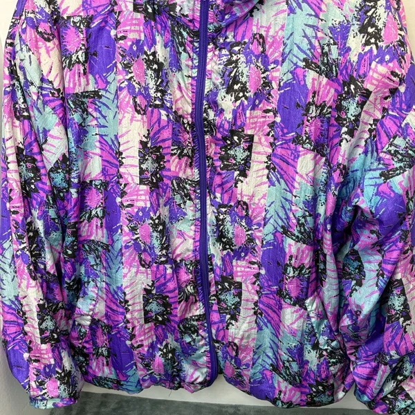 Vintage 80s Colorful Windbreaker Jacket Basic By Southern Classics Women’s Large - Image 3