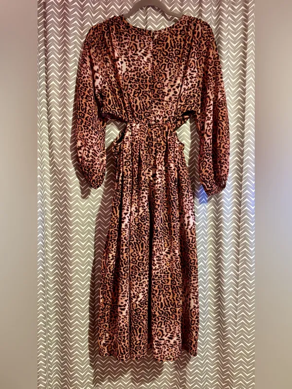 Anthropologie / Ranna Gill | Leopard Cut-Out Midi Dress, Small - Image 7