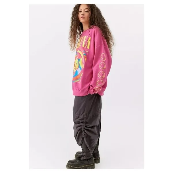Urban Outfitters X Nirvana Oversized Sweatshirt‎ Spiral Smile Face Pink Crewneck - Image 6