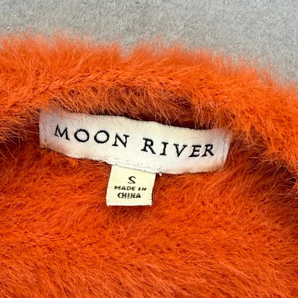 Anthropologie Moon River‎ Fuzzy Eyelash Knit Cardigan Sweater S Balloon Sleeve - Image 2