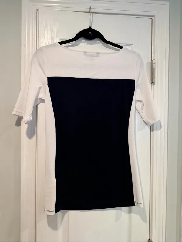 NWOT LRL Lauren Ralph Lauren Size S Black Colorblock Boat Neck Cuffed Sleeve Top - Image 8
