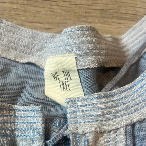 We The Free Blue Relaxed 3/4 Sleeve Blouse with Mandarin Collar - Image 4