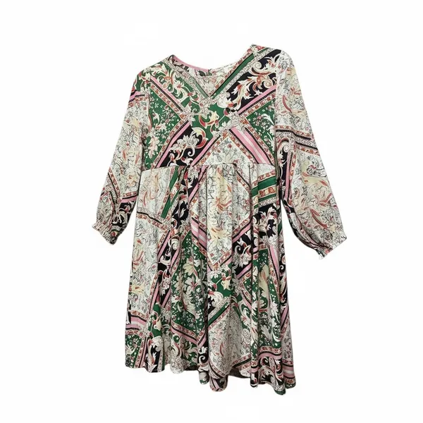 Umgee Empire waist boho tunic/dress Fall Mulit Color Size Small. - Image 4