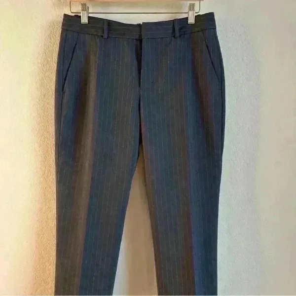 Zara Woman Navy Blue‎ Pin Dot Stripes Business Casual Pants Size M - Image 4