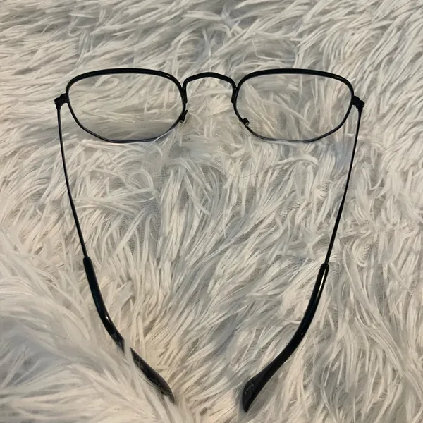 Cool Black metal frame clear nerdy hipster preppy blue light glasses - Image 3