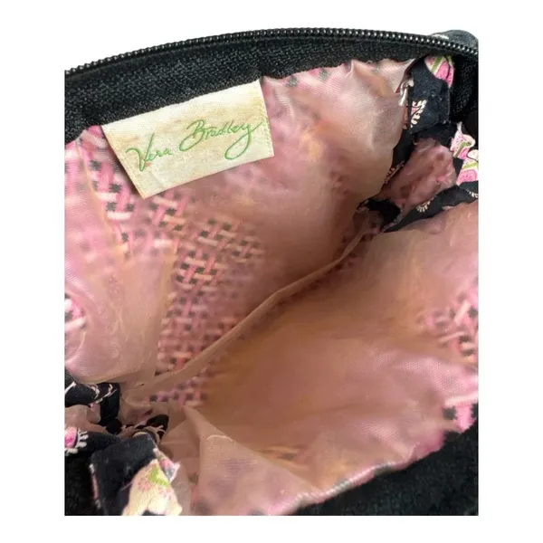 Vera Bradley Set of 2 Elephant Paisley Quilted Cosmetic Bags Black Pink Retired - Image 3