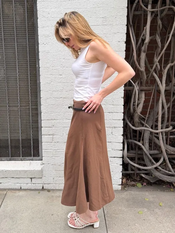 Free People Western Dressbarn brown pleated circle midi skirt with belt Size 12 #boho #y2k #cottagecore - Image 3