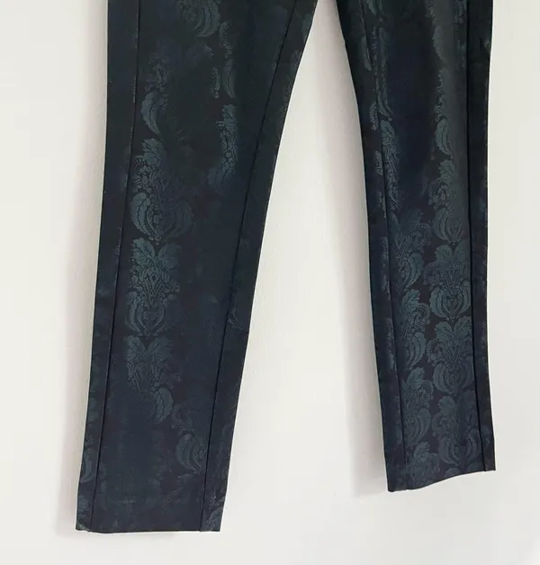 Anthropologie The Essential Skinny Pants Black Jacquard Paisley Foil Print 0 - Image 10