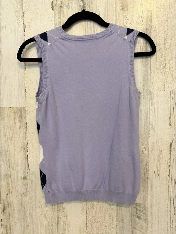 Brooks Brothers 346 Womens Small Purple Argyle V-Neck Vest - Image 8