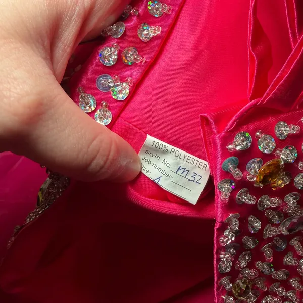 Dress Women Size 4 Strapless Evening Gown Pink Multicolor Rhinestone Gala - Image 2