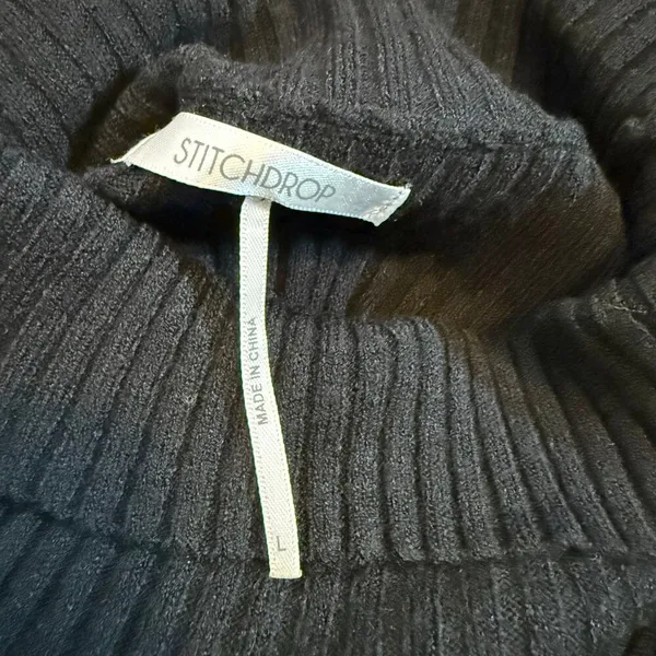 Stitch Drop Womens Large Black Ribbed Knit Turtle Neck Long Sleeve Crop Sweater - Image 8