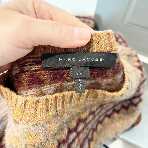 Marc Jacobs Crewneck Wool Blend Fair Isle Sweater Brown Small - Image 2
