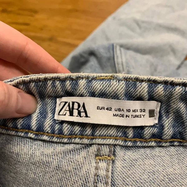 ZARA Women‎ Light Wash Distressed High Rise Straight Leg Jeans Size 10 Casual - Image 6