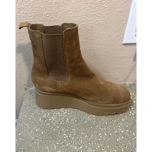 NEW Calvin Klein Women's Nevia Chelsea Wedge Ankle Boot‎ - Cognac Suede - 10 - Image 5