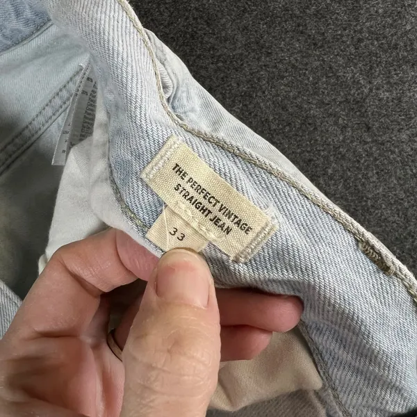 Madewell The Perfect Vintage Straight Jeans Light Wash Distressed Size 33 - Image 4