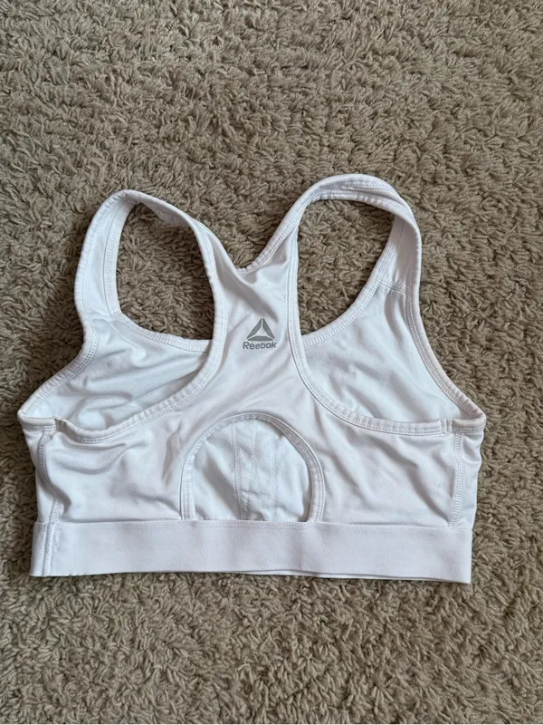 Reebok White Racerback Sports Bra - Image 2