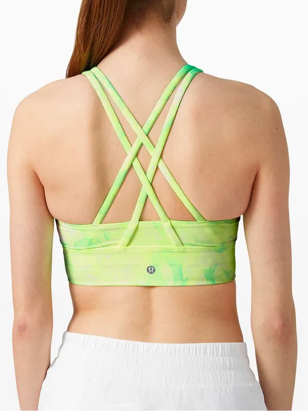 Lululemon Energy Bra High Neck Long Line Shibori B-D Highlight Yellow Green 6 - Image 2