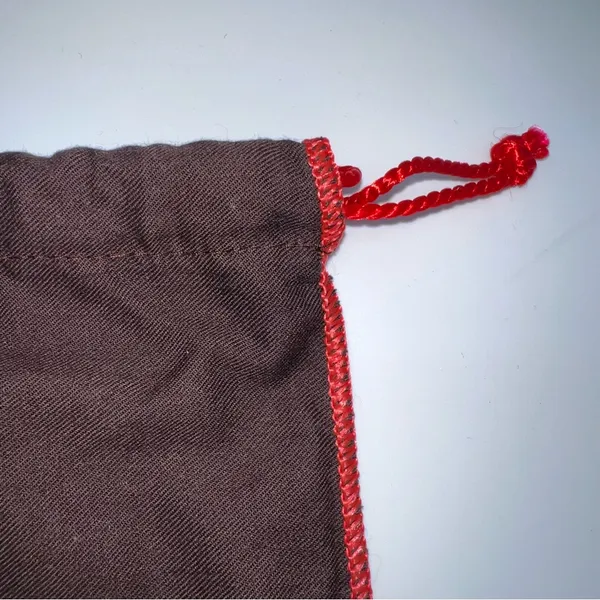 Coach Dark Brown Drawstring Dust Bag with Red Trim and Drawstring 16” X 13.5” - Image 3