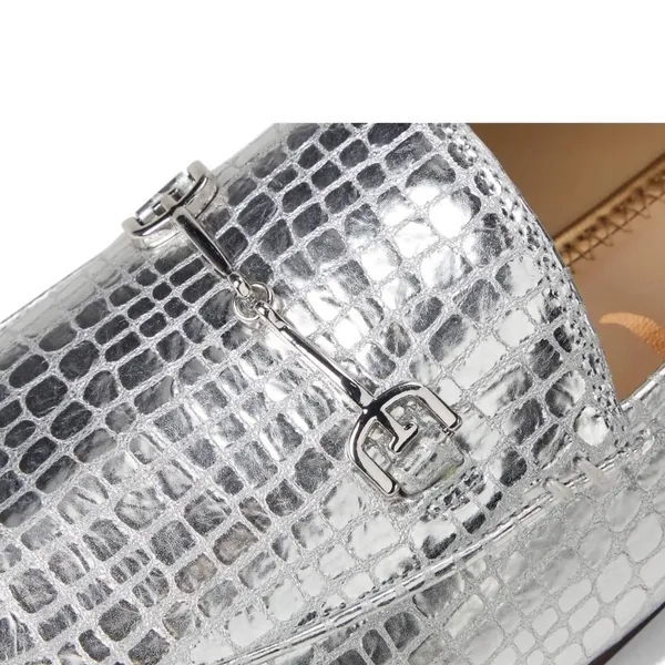 NEW $150 Sam Edelman Loraine Leather Loafer Soft Silver Snake Skin 6.5 Slip On - Image 6
