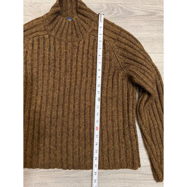 The Limited America Brown Ribbed Wool Blend Katherine Sweater M Mock Neck Fall - Image 6