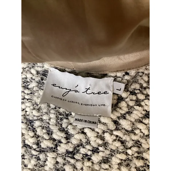 Eva's Tree Gray White Popcorn Knit Hooded Zip Front Vest Cardigan Large ETVCF15 - Image 5