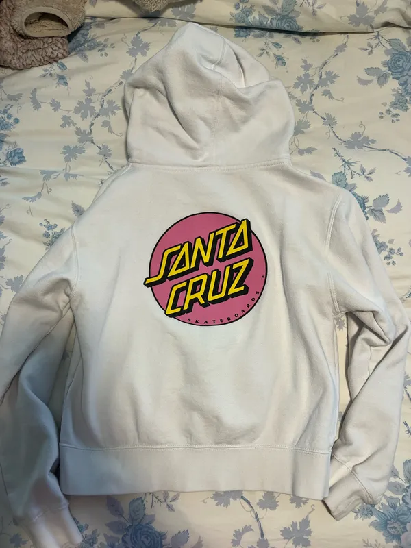 Santa Cruz Graphic Cropped Zip Up Hoodie - Image 2