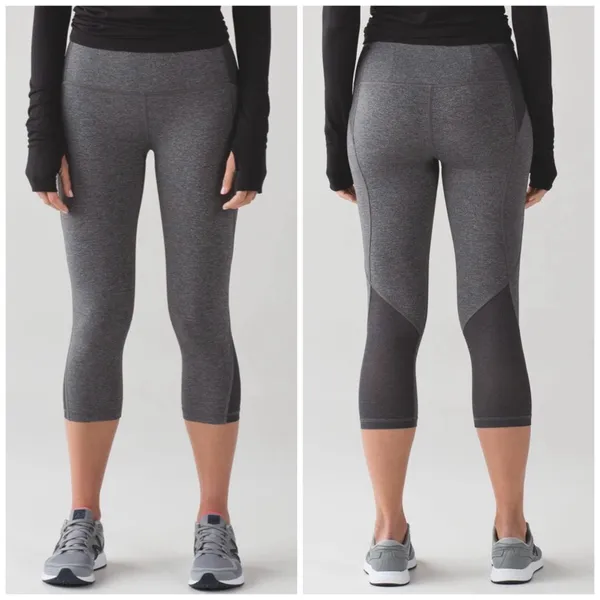 Lululemon Free Runner Crop Heathered Black Gray Women’s Size 8 - Image 2