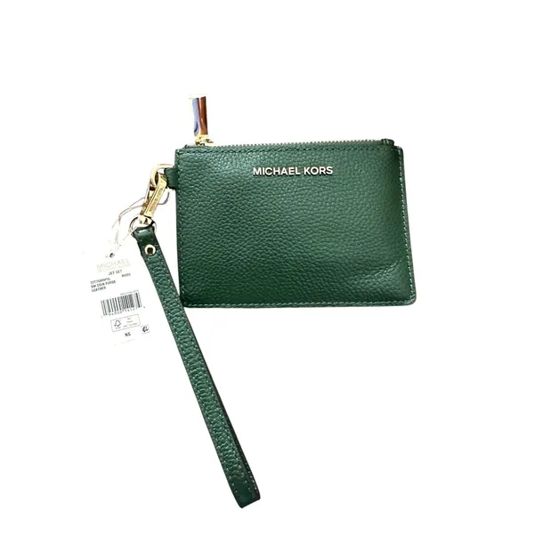 MICHAEL MICHAEL KORS Small Leather Card Holder Wristlet Green NEW NWT - Image 2