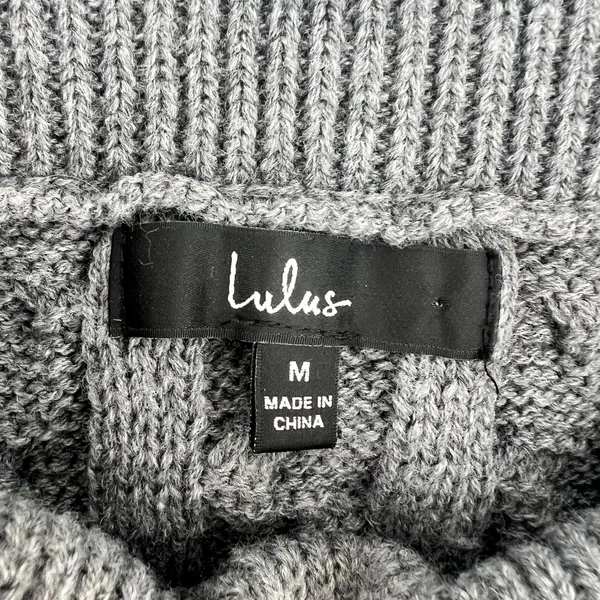 Lulu's gray cable knit chunky winter skirt ribbed pull on stretch neutral medium - Image 8