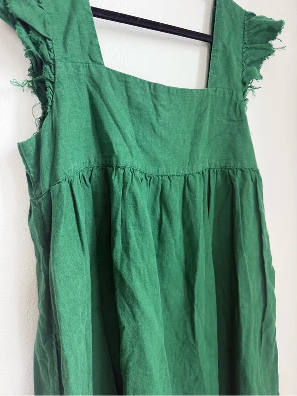 aerie Emerald Green Ruffle Sleeve Cotton Dress - Image 4