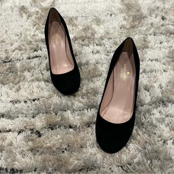 Kate Spade New York Suede Round Toe Pumps in Black - Image 2