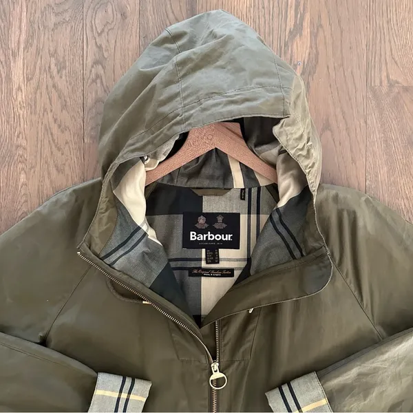 Barbour Keldy Water Resistant Showerproof Tartan Gold Jacket Dusky Green US 8 - Image 6