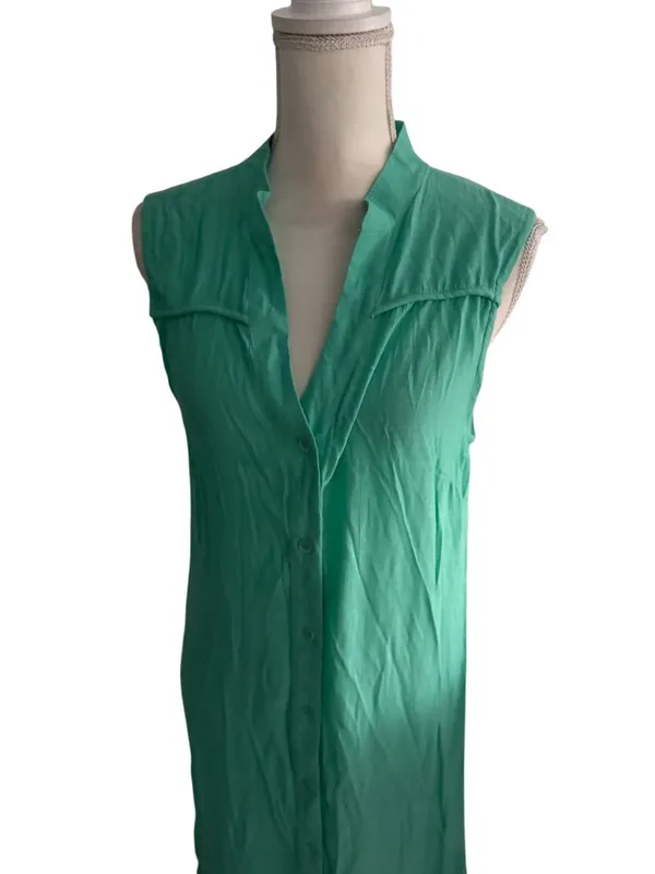 HIRUS Green Button Down Maxi Dress Size Large - Image 4