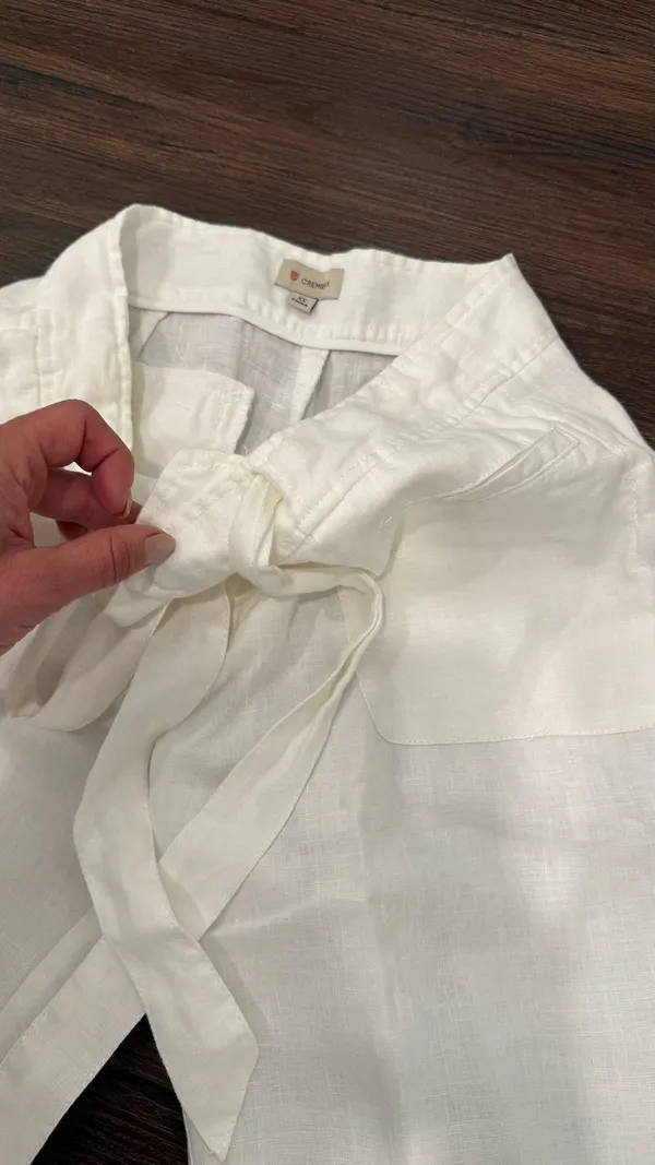 White cremiux womens linen pant xs - Image 3
