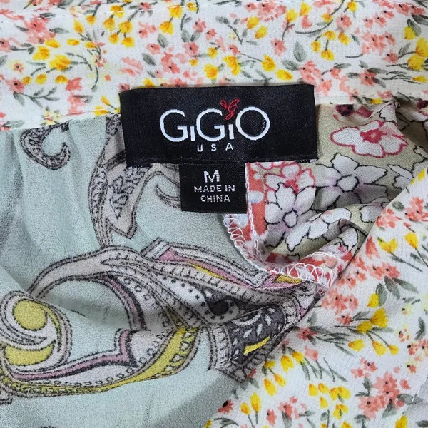 Gigio USA Patchwork Paisley Floral Button Down Sheer Tunic‎ Shirt TC2569 Medium - Image 3