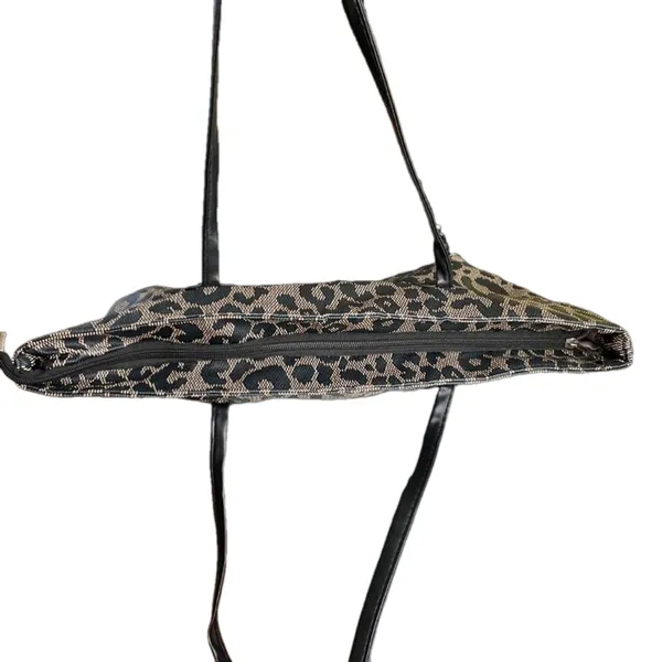 Unbranded Leopard Print Tote Bag Black Beige - Image 3